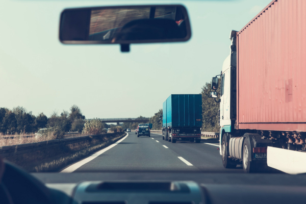 Car Following Transport Truck