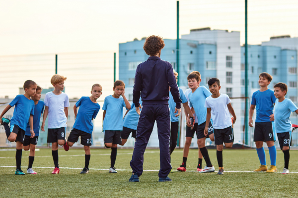 Coach and Kids Soccer Team